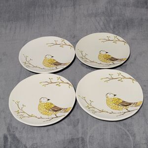 POTTERY BARN Perched Skylark Owl Luncheon/Salad Plates-4 Plates